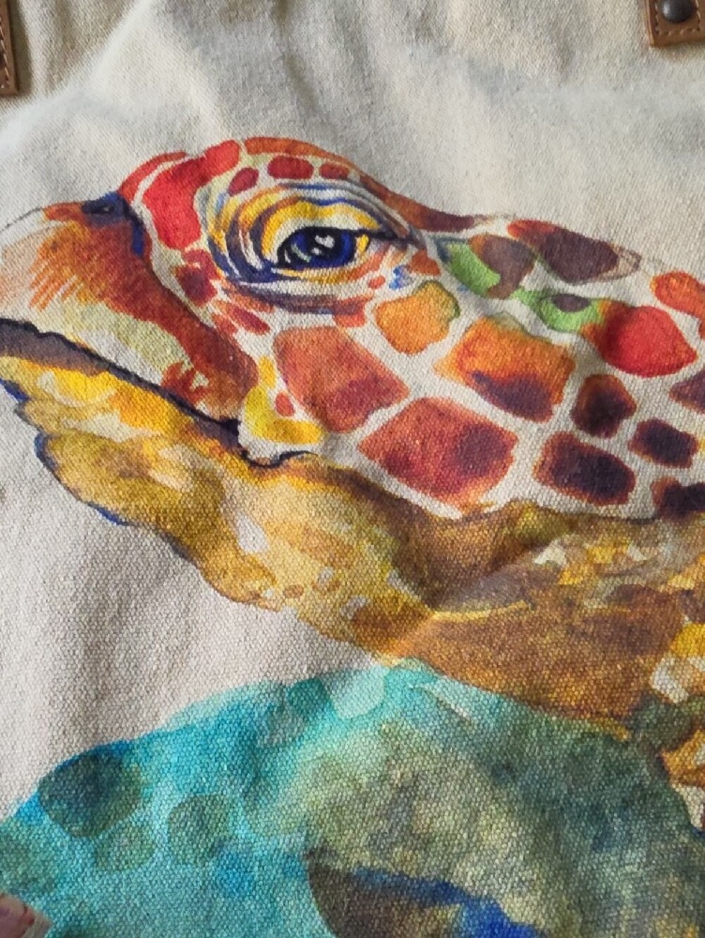 Canvas Sea Turtle Tote Bag - Multicolor.NWOT - Picture 3 of 11